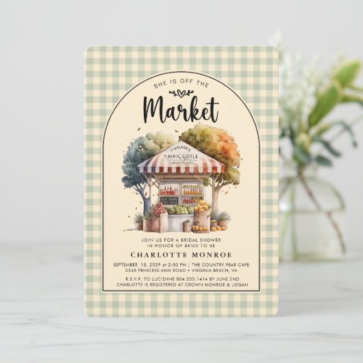 Einladung zur Brautdusche vom Markt (Stehend Vorderseite)