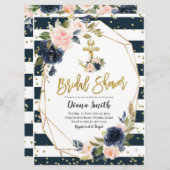 Einladung zur Brautdusche von Navy und Blush (Vorne/Hinten)