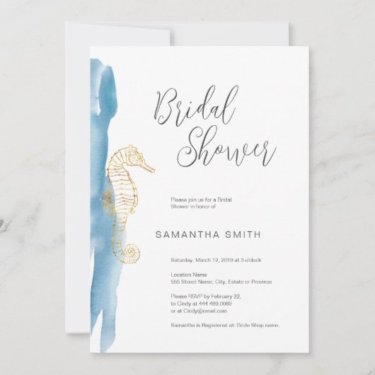 Einladung zur Brautdusche von Ocean (Vorderseite)