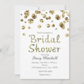 Einladung zur Brautdusche "White and Gold Glitzer" (Vorderseite)