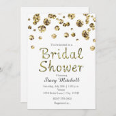 Einladung zur Brautdusche "White and Gold Glitzer" (Vorne/Hinten)