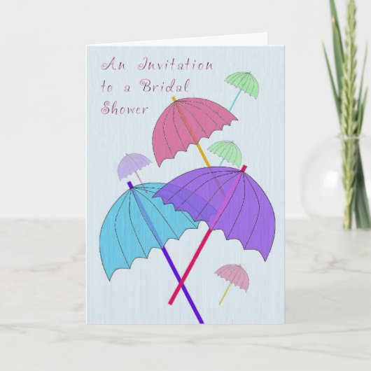 Einladung zur Brautparty Card mit Umbrellas (Vorderseite)