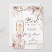 Einladung zur Brautparty mit Perlen und Prosecco (Vorderseite)