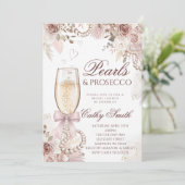 Einladung zur Brautparty mit Perlen und Prosecco (Stehend Vorderseite)