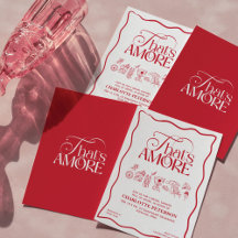 Einladung zur Brautparty „That’s Amore“ mit roter