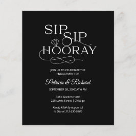 Einladung zur "Budget Sip Hooray Engagement Party"