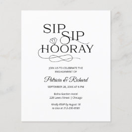 Einladung zur "Budget Sip Hooray Engagement Party"