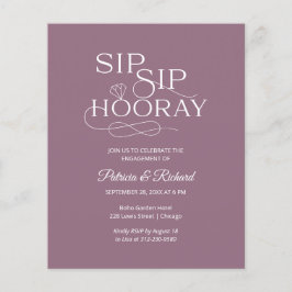 Einladung zur "Budget Sip Hooray Engagement Party"