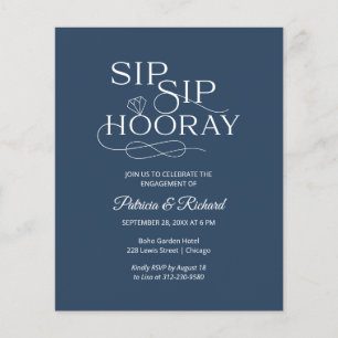 Einladung zur "Budget Sip Hooray Engagement Party"