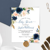 Einladung zur Budgetnavy & Pink Floral Baby Dusche