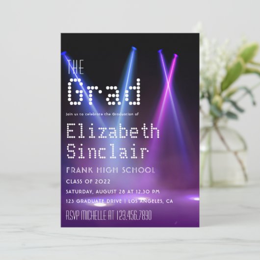 Einladung zur Bühne Lights Graduation Party (Stehend Vorderseite)