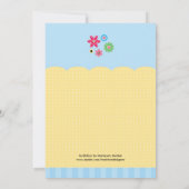 Einladung zur Bumble Bee Baby Dusche (Rückseite)