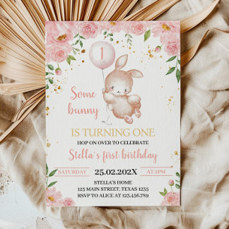 Einladung zur Bunny Floral Geburtstagsparty