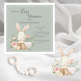 Einladung zur Bunny Rabbit Sage Green Baby Dusche