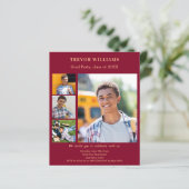 Einladung zur Burgunder Foto Graduation Party (Stehend Vorderseite)