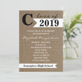 Einladung zur Burlap Graduation Party (Stehend Vorderseite)