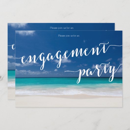 Einladung zur Calligraphy Beach Engagement (Vorne/Hinten)