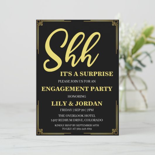 Einladung zur Calligraphy Surprise Engagement (Stehend Vorderseite)