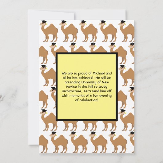 Einladung zur Camel Graduation Party (Rückseite)