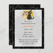 Einladung zur Cat & Owl Halloween-Engagement-Party (Vorne/Hinten)