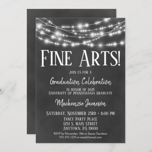 Einladung zur Chalkboard Fine Arts Graduation Part (Vorne/Hinten)