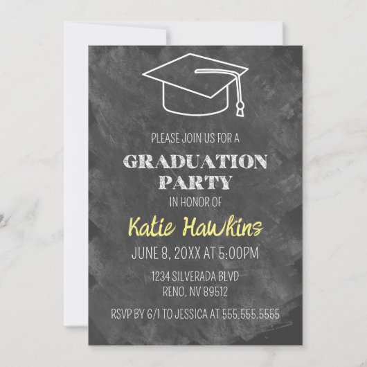 Einladung zur Chalkboard Graduation Party (Vorderseite)