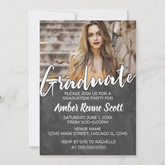 Einladung zur Chalkboard Graduation Party (Vorderseite)