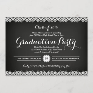 Einladung zur Chalkboard & Lace Graduation Party