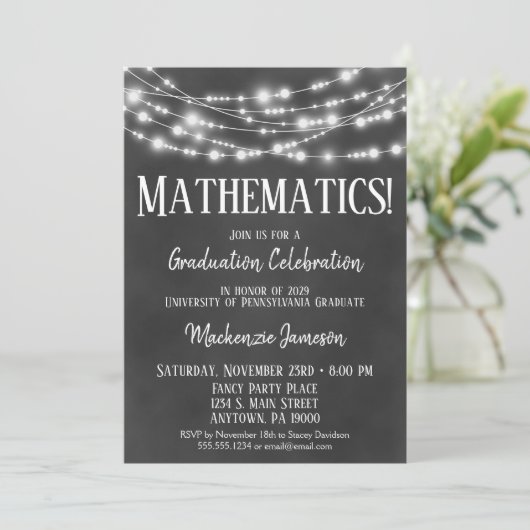 Einladung zur Chalkboard Mathematics Graduation Pa (Stehend Vorderseite)