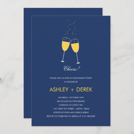 Einladung zur "Champagne Toast Engagement Party" (Vorne/Hinten)