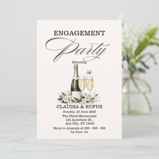 Einladung zur Champagner-Engagement-Partei (Stehend Vorderseite)