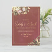 Einladung zur Charcoal Black & Gold Hochzeit (Stehend Vorderseite)