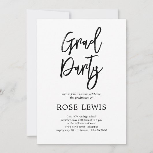 Einladung zur Charm-Graduierungsparty (Vorderseite)