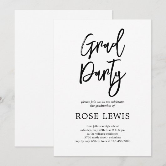 Einladung zur Charm-Graduierungsparty (Vorne/Hinten)