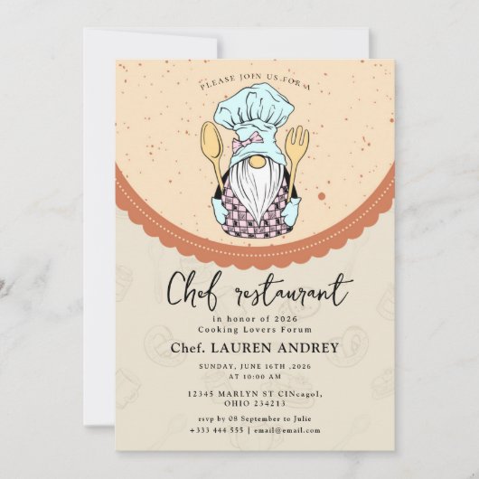 Einladung zur Chef-Restaurant-Feier (Vorderseite)