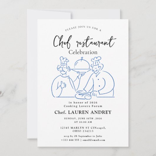 Einladung zur Chef-Restaurant-Feier (Vorderseite)