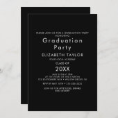 Einladung zur Chic Dark Black Graduation Party (Vorne/Hinten)