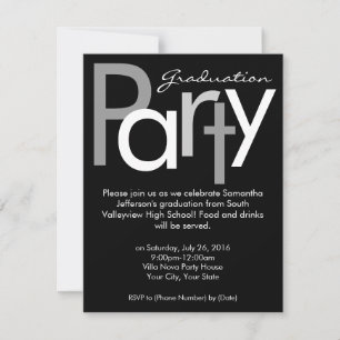 Einladung zur Chunky Black and White Graduation Pa