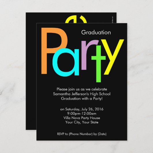 Einladung zur Chunky Block Colors Graduation Party (Vorne/Hinten)