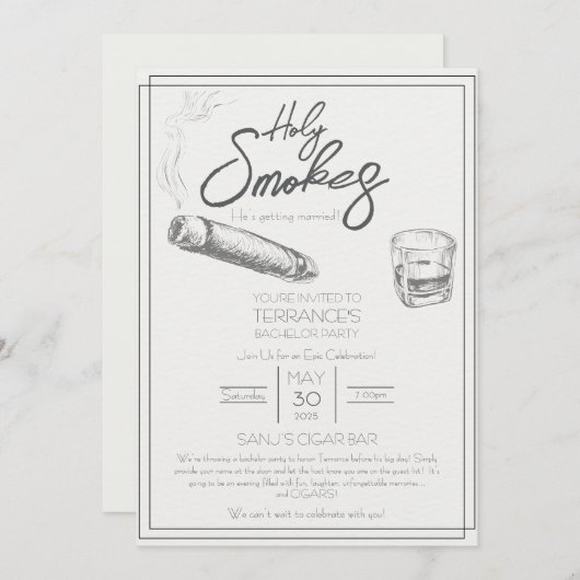 Einladung zur Cigar Bachelor Party (Vorne/Hinten)