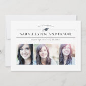 Einladung zur Classic 3 Foto Graduation Party (Vorderseite)