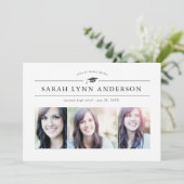 Einladung zur Classic 3 Foto Graduation Party (Stehend Vorderseite)