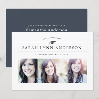 Einladung zur Classic 3 Foto Graduation Party