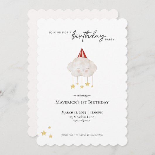 Einladung zur Cloud Birthday Party (Vorne/Hinten)