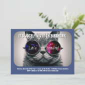 Einladung zur coolen Katze zum Geburtstag (Stehend Vorderseite)
