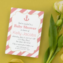 Einladung zur Coral and Gold Nautical Baby Shower