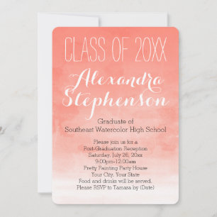 Einladung zur Coral Peach Watercolor Graduation Pa