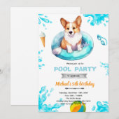 Einladung zur Corgi-Poolparty (Vorne/Hinten)