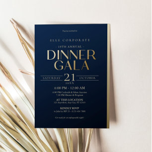 Einladung zur Corporate Navy Blue Gold Dinner Gala