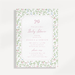 Einladung zur Cottagecore-Blumen-Babyparty